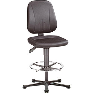 ESD Arbeitsstuhl, Stoffpolster schwarz, Gasfeder-Sitzverstellung 580-850 mm, Kunststoffgleiter u. Fußring