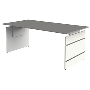 Schreibtisch, BxTxH 1800x800x680-760 mm, Wangen-Gestell weiß, Platte graphit, inkl. Kabelkanal