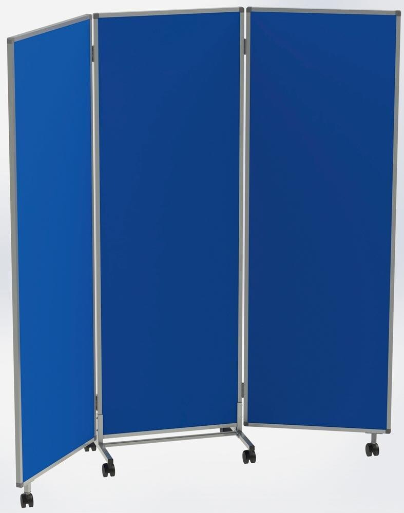 Faltwand mobil 3-tlg - BxTxH 1815x370x1805 mm - königsblau