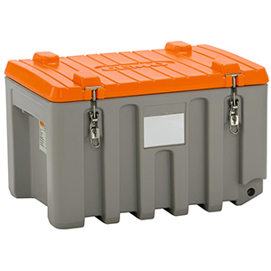 Transportbox - Materialbox - Polyethylen, grau/orange, Volumen 150 l, BxTxH 800x600x530 mm, Gewicht 14 kg
