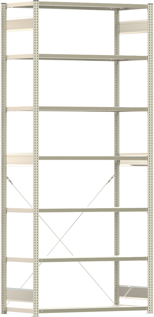 Fachbodenregal BERT - Breite: 128,5 cm - Tiefe: 60 cm - Höhe: 300 cm - 7 Böden - Grundregal