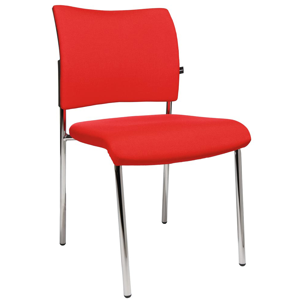 Stapelstuhl, Sitz-BxTxH 480x450x430 mm, Gesamthöhe 830 mm, 4-Fuß-Gestell verchromt, Sitz- + Rückenpolster rot, VE 2 Stück