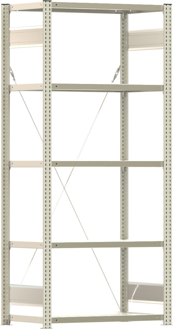 Fachbodenregal BERT - Breite: 87,5 cm - Tiefe: 50 cm - Höhe: 200 cm - 5 Böden - Grundregal