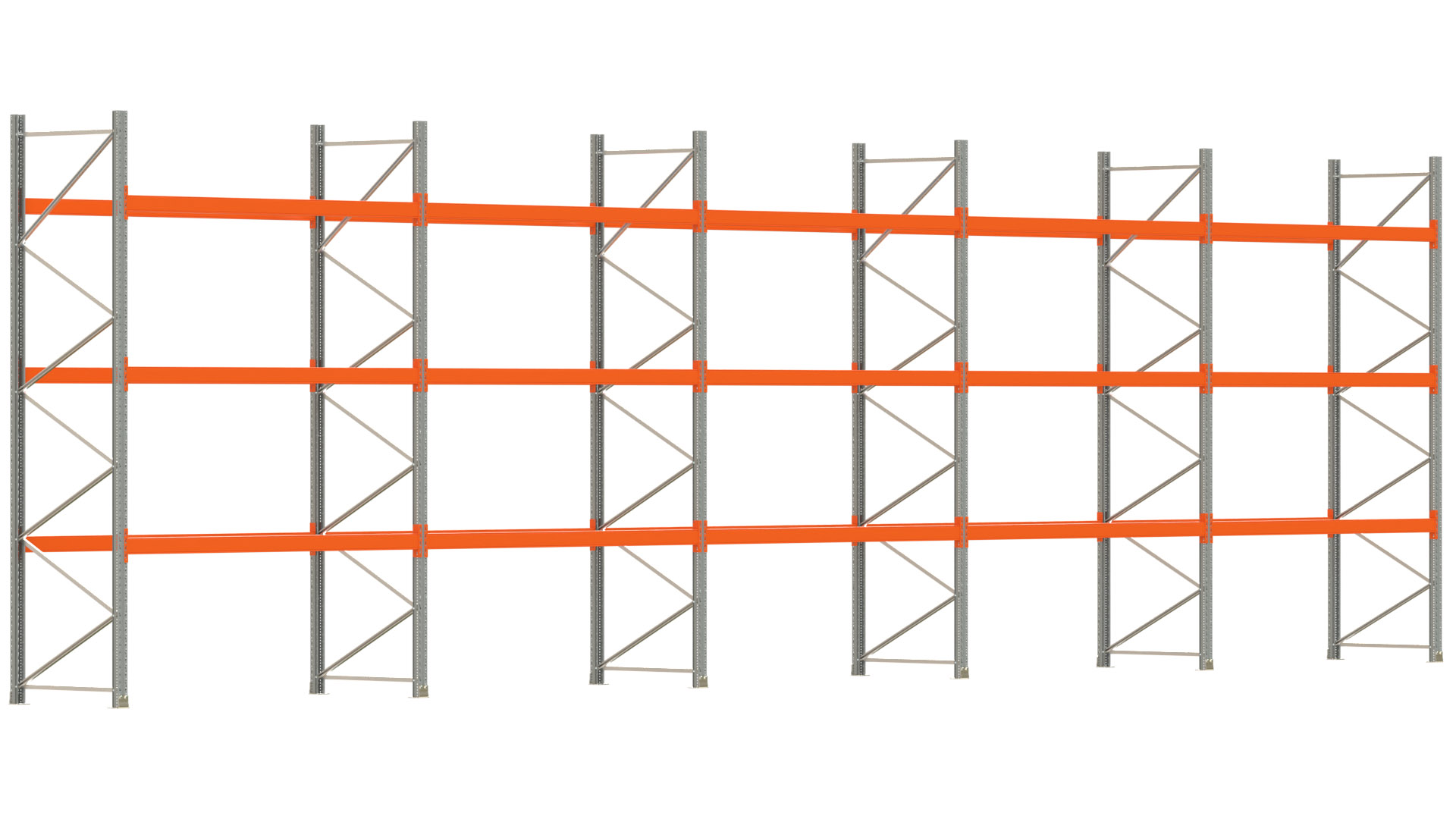 Palettenregal ARTUS - Breite 1401 cm - Höhe 400 cm - Tiefe 110 cm - Fachlast 2000 kg - 60 Palettenstellplätze