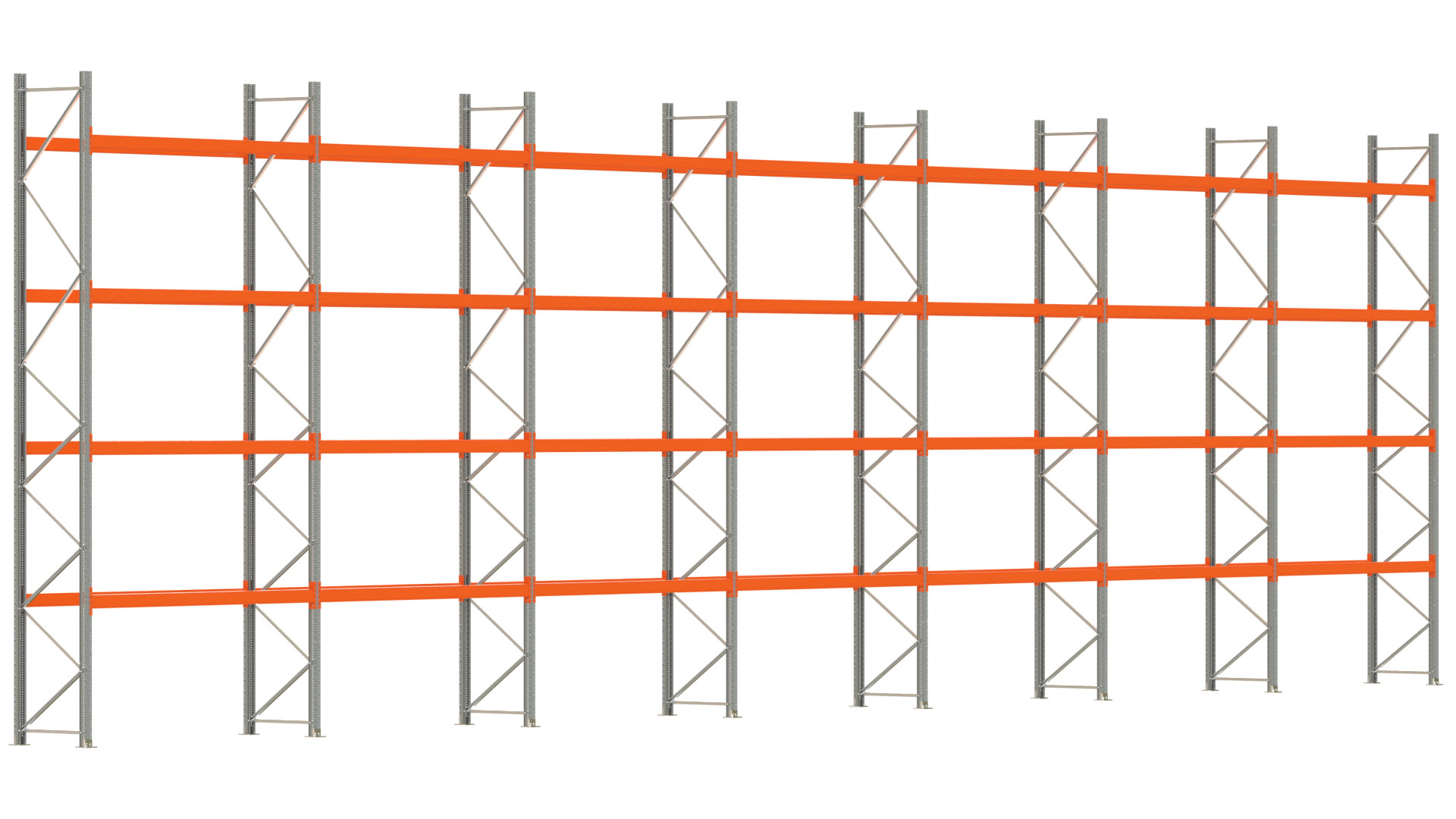 Palettenregal ARTUS - Breite 1958 cm - Höhe 550 cm - Tiefe 80 cm - Fachlast 2250 kg - 70 Palettenstellplätze