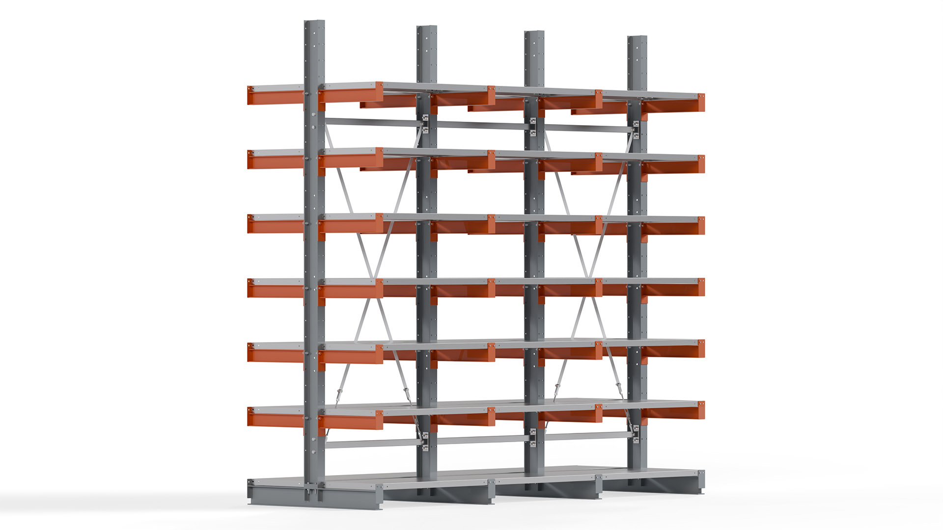 Kragarmregal KARL basic - lackiert - Breite: 300 cm - Höhe: 300 cm - Tiefe: 50 cm - Traglast je Kragarm: 870 kg - beidseitig