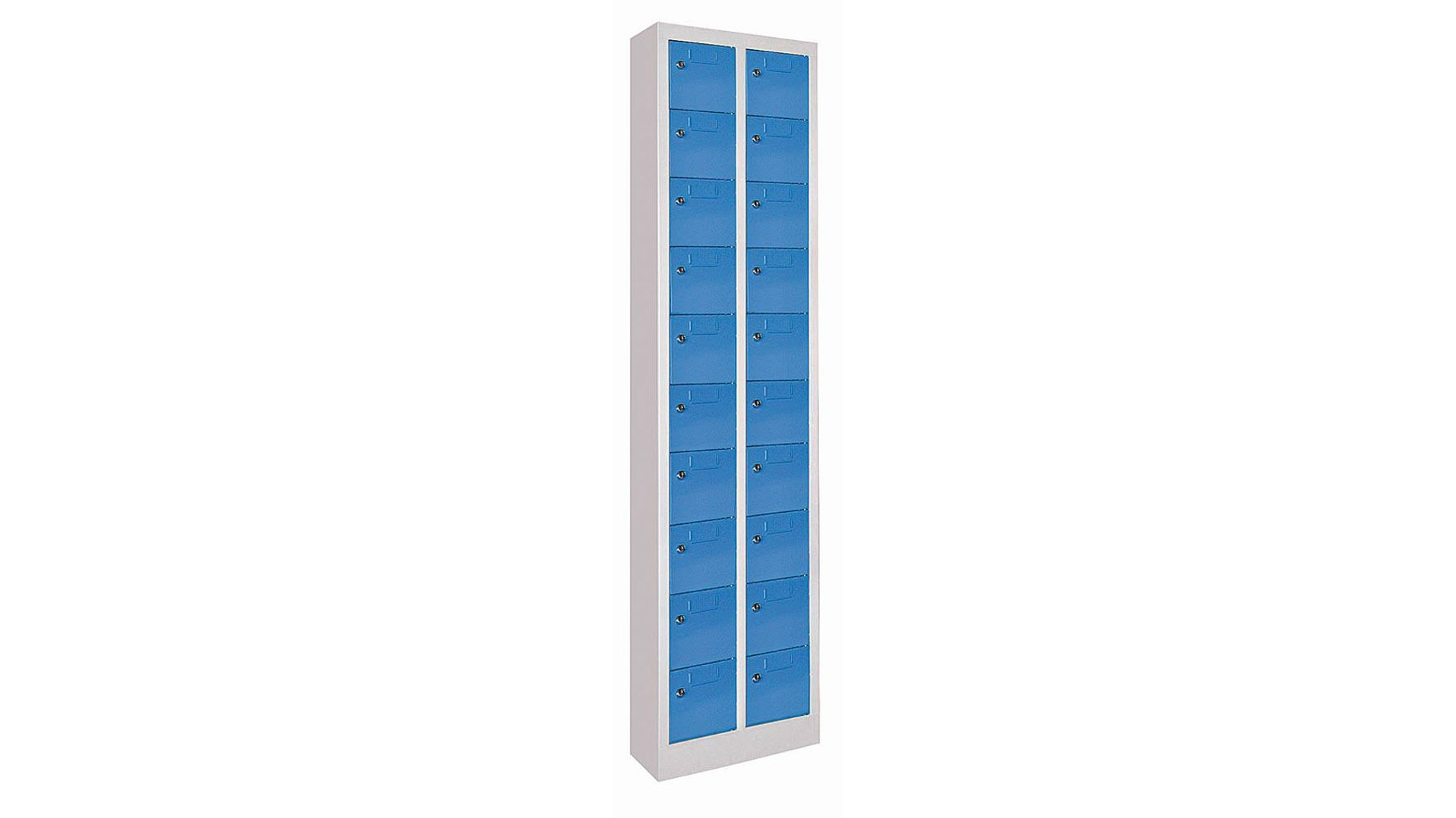 Schließfachschrank, Breite 46 cm, Höhe 195 cm, Tiefe 20 cm, 20 Fächer