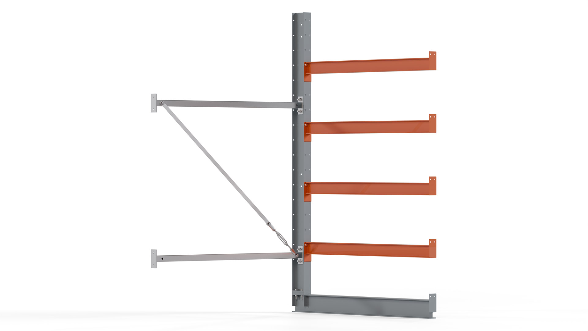Kragarmregal KARL basic - Anbaufeld - Breite: 100 cm - Höhe: 200 cm - Tiefe: 132 cm - Traglast je Arm: 370 kg - einseitig
