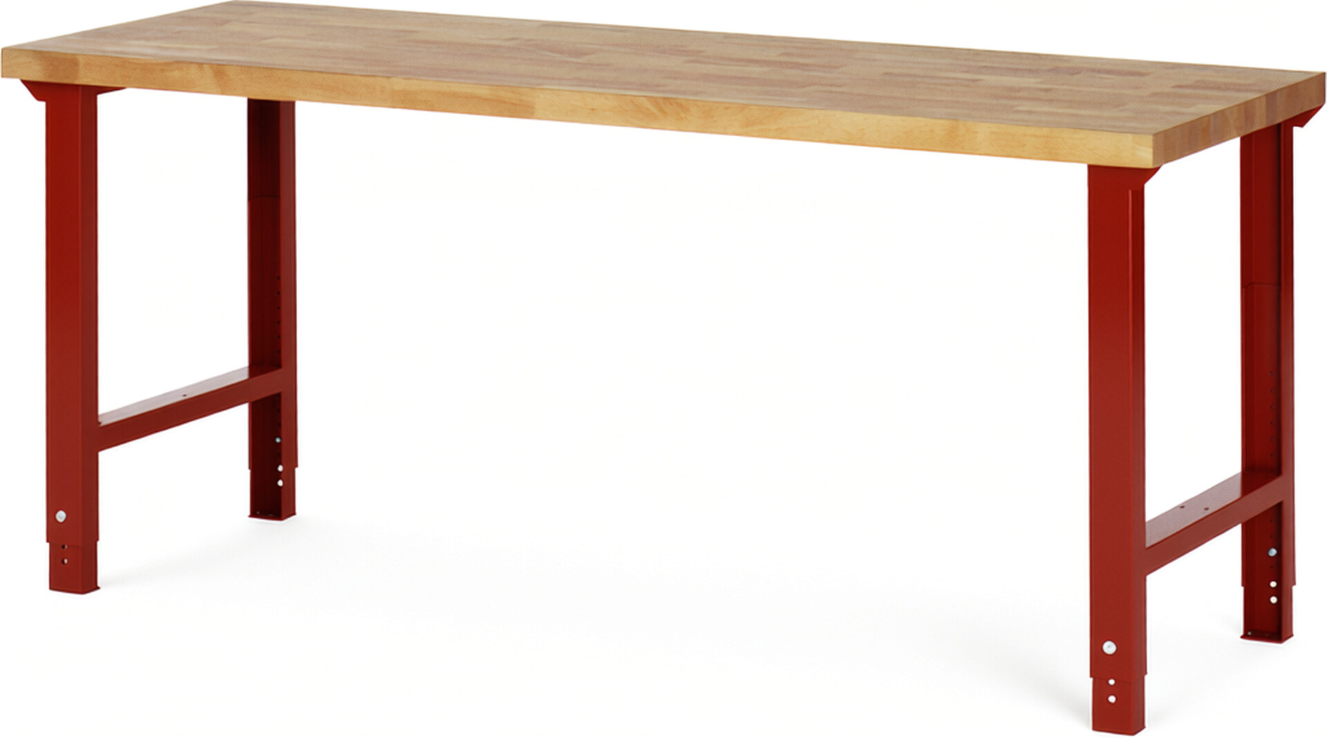 RAU Werkbank rot - Breite 200 cm - Tiefe 70 cm - Höhe 114 cm - Buche-Massiv Arbeitsplatte 40 mm