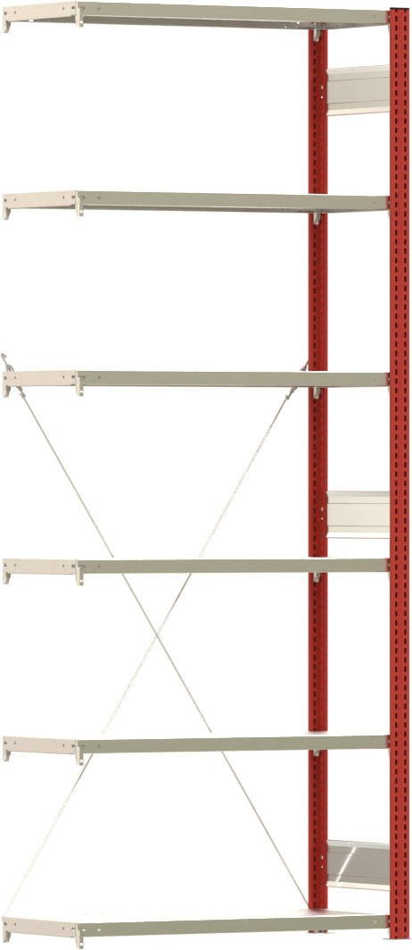 Fachbodenregal BERT - Breite: 100,5 cm - Tiefe: 40 cm - Höhe: 250 cm - 6 Böden - Anbauregal