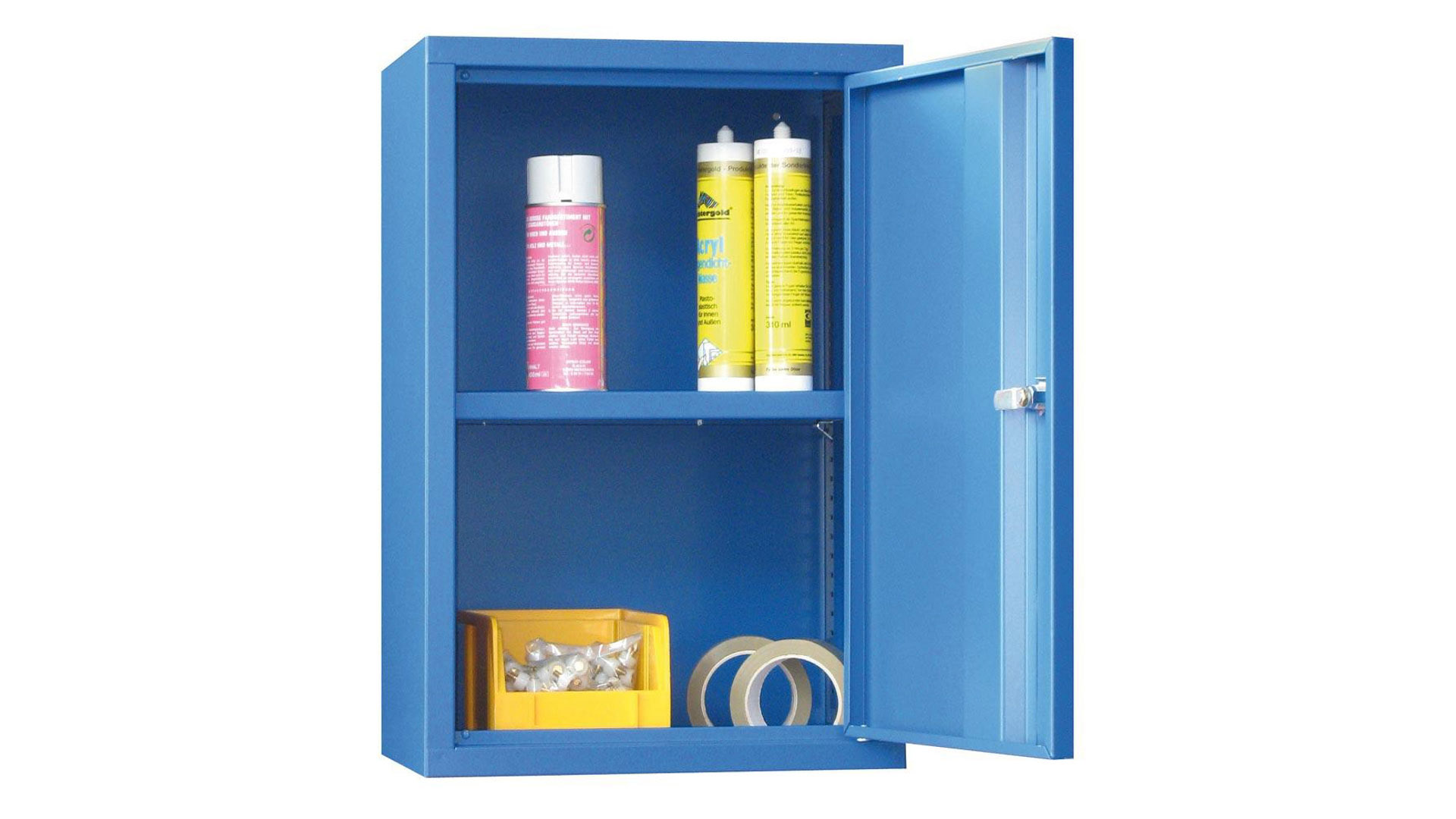 Hängeschrank aus Stahl - 1 Vollblechtür - 600x400x300 mm (HxBxT) - enzianblau