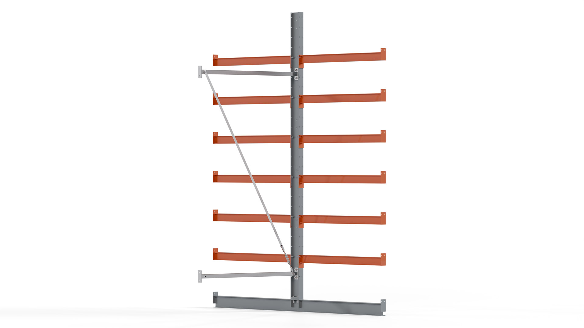 Kragarmregal KARL basic - Anbaufeld - Breite: 100 cm - Höhe: 300 cm - Tiefe: 252 cm - Traglast je Arm: 370 kg - doppelseitig