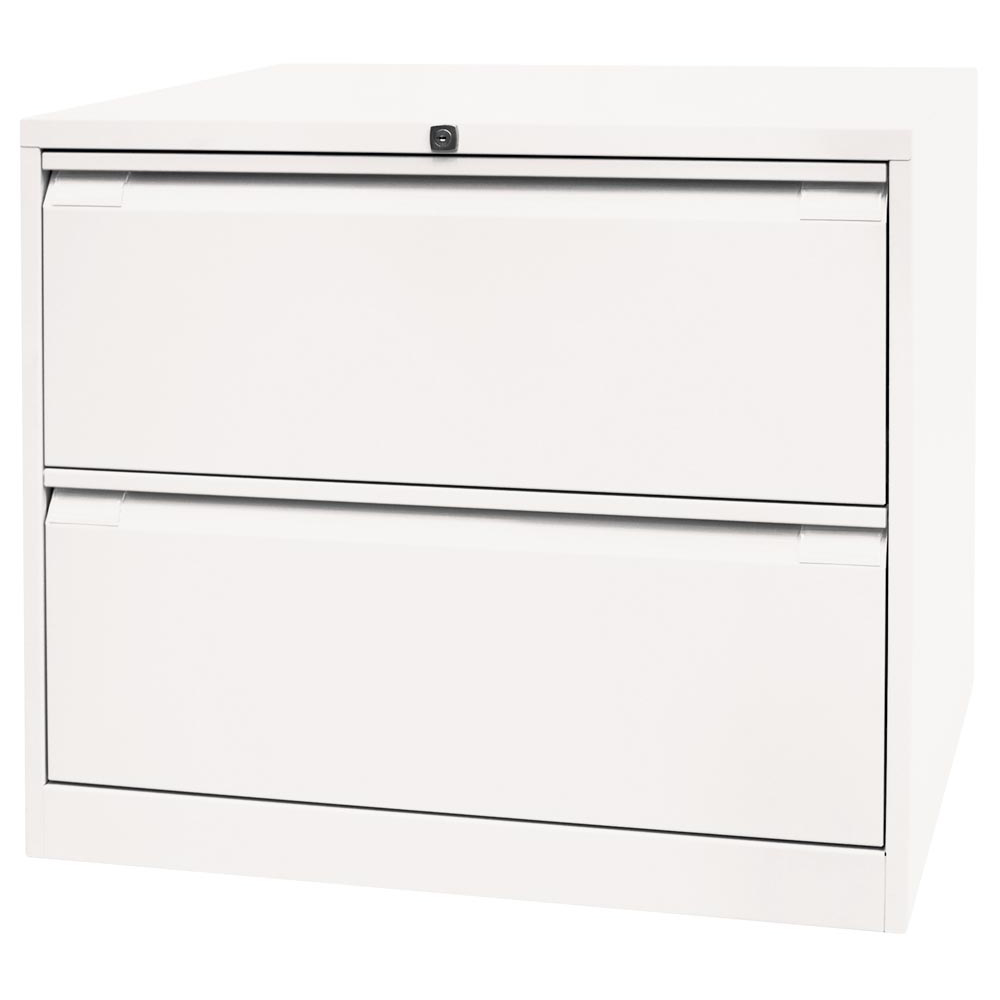 Hängeregisterschrank, BxTxH 800x622x711 mm, doppelbahnig, 2 Schubladen, Griffleiste, verkehrsweiß