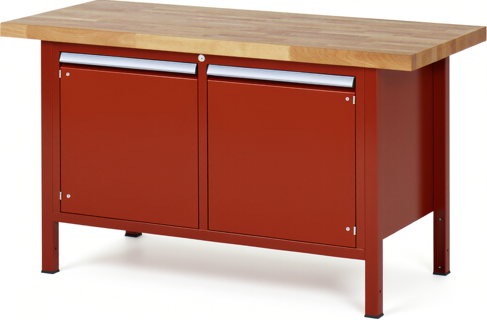 Werkbank Modell 8465 rot, BxTxH 1500x700x840 mm,  Buche-Massiv Arbeitsplatte 40 mm