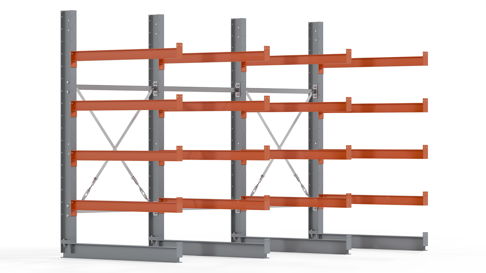 Kragarmregal KARL basic - lackiert - Breite: 300 cm - Höhe: 200 cm - Tiefe: 120 cm - Traglast je Kragarm: 370 kg - einseitig