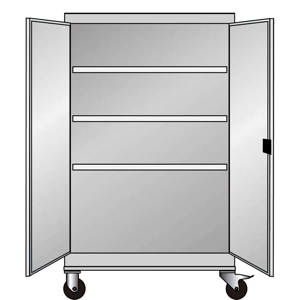 Mobiler Flügeltürenschrank, RAL 7035/5012BxTxH 1005x500x1765 mm, Vollbl. Türen