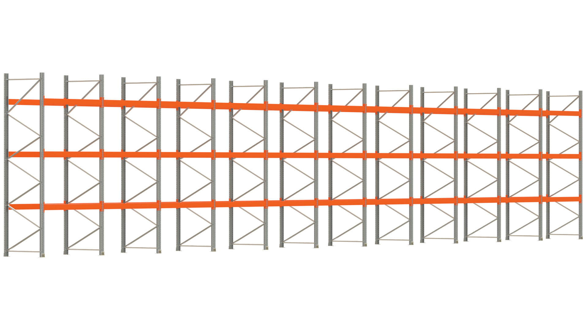 Palettenregal ARTUS - Breite 2192 cm - Höhe 400 cm - Tiefe 110 cm - Fachlast 2000 kg - 88 Palettenstellplätze
