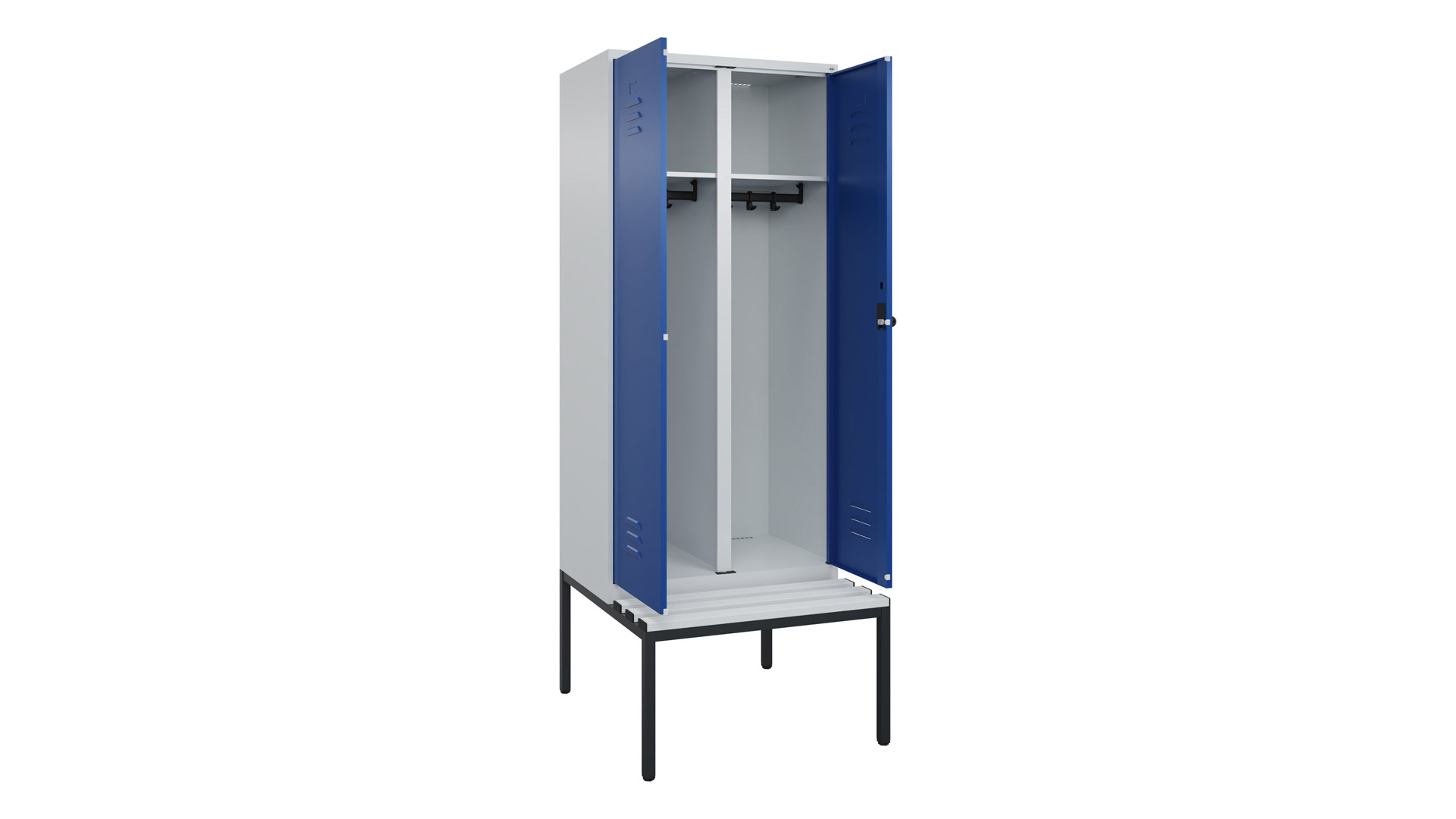 Spind - Garderobenschrank, Breite 80 cm, Höhe 212 cm, Tiefe 50 cm, 2 Abteile