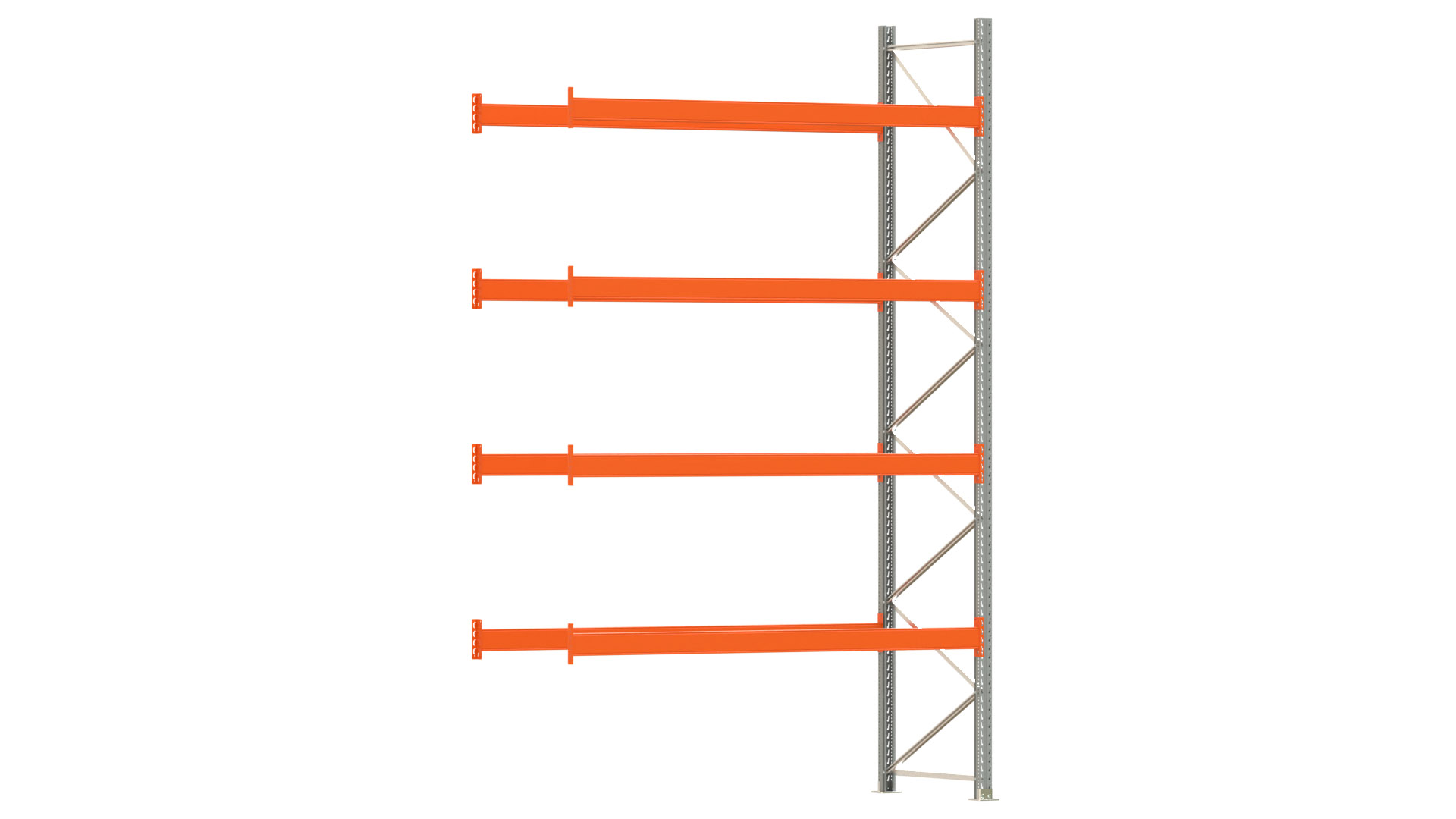 Palettenregal ARTUS - Anbaufeld - Breite 278,5 cm - Höhe 450 cm - Tiefe 110 cm - 4 Träger Ebenen