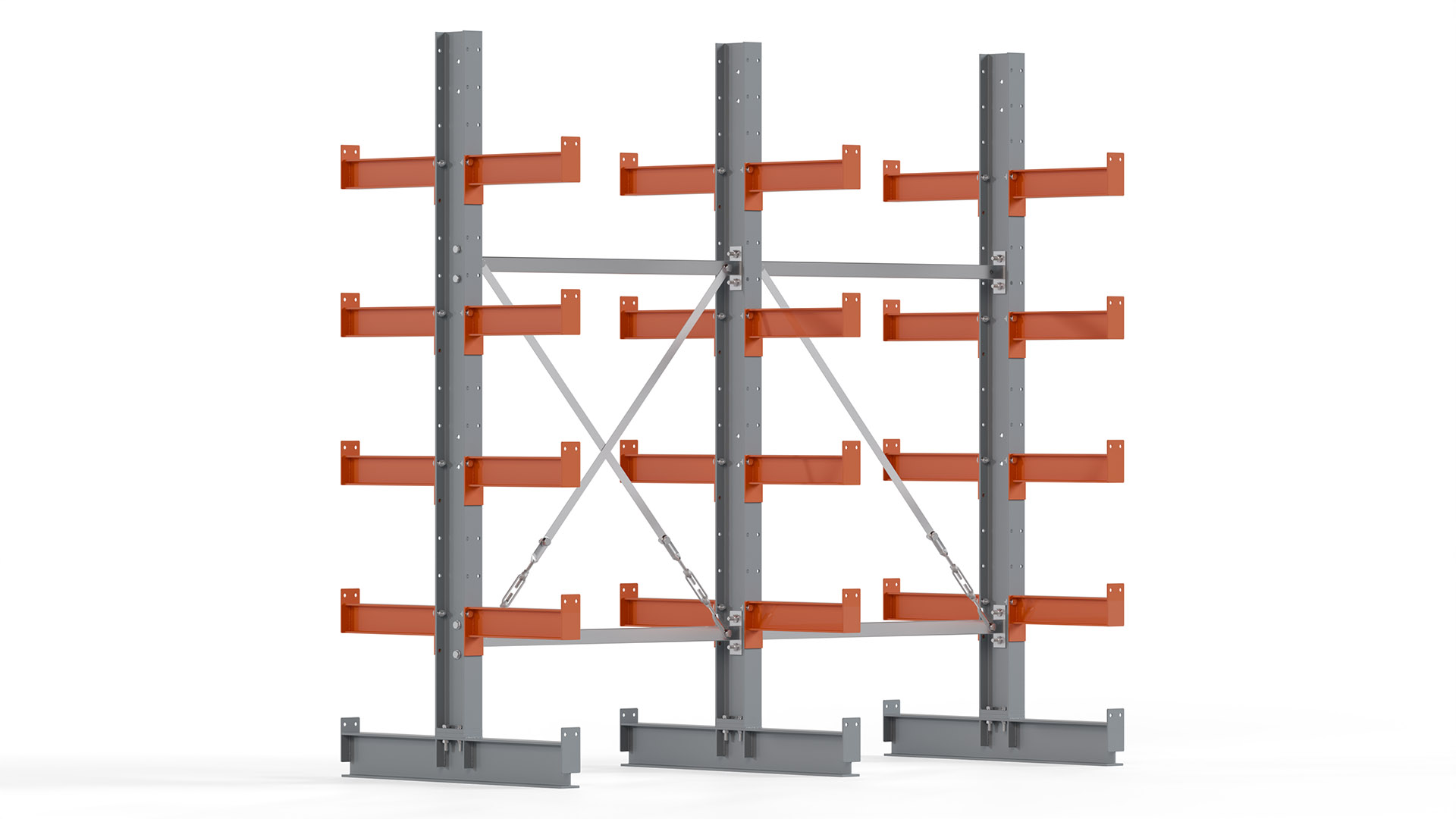 Kragarmregal KARL basic - lackiert - Breite: 200 cm - Höhe: 200 cm - Tiefe: 40 cm - Traglast je Kragarm: 1100 kg - beidseitig