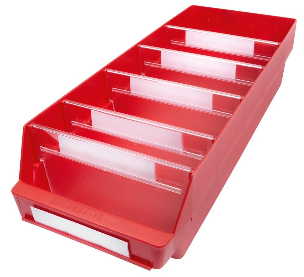 Sichtlagerkästen - PP - 150x240x600 mm - 10 Stück - Sortierkästen - Farbe rot