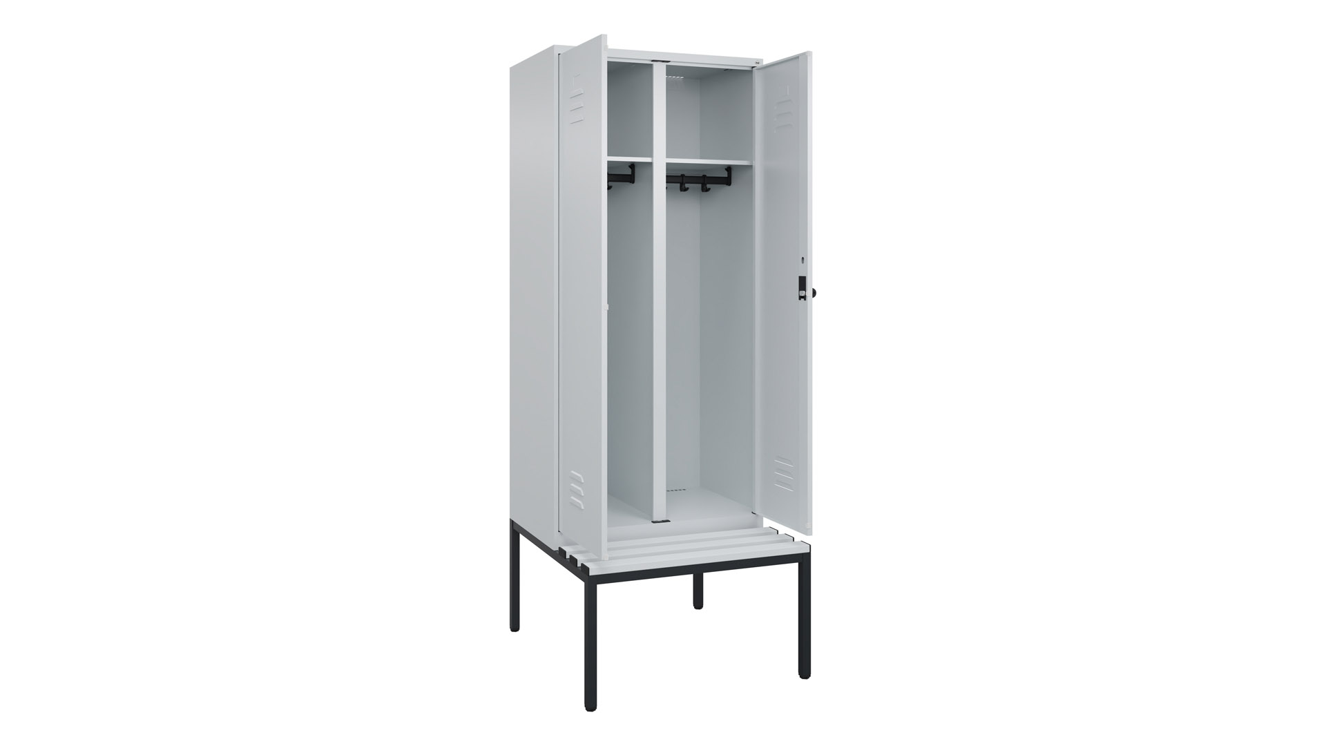 Spind - Garderobenschrank, Breite 80 cm, Höhe 212 cm, Tiefe 50 cm, 2 Abteile