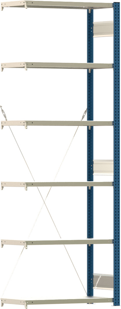 Fachbodenregal BERT - Breite: 87,5 cm - Tiefe: 40 cm - Höhe: 250 cm - 6 Böden - Anbauregal