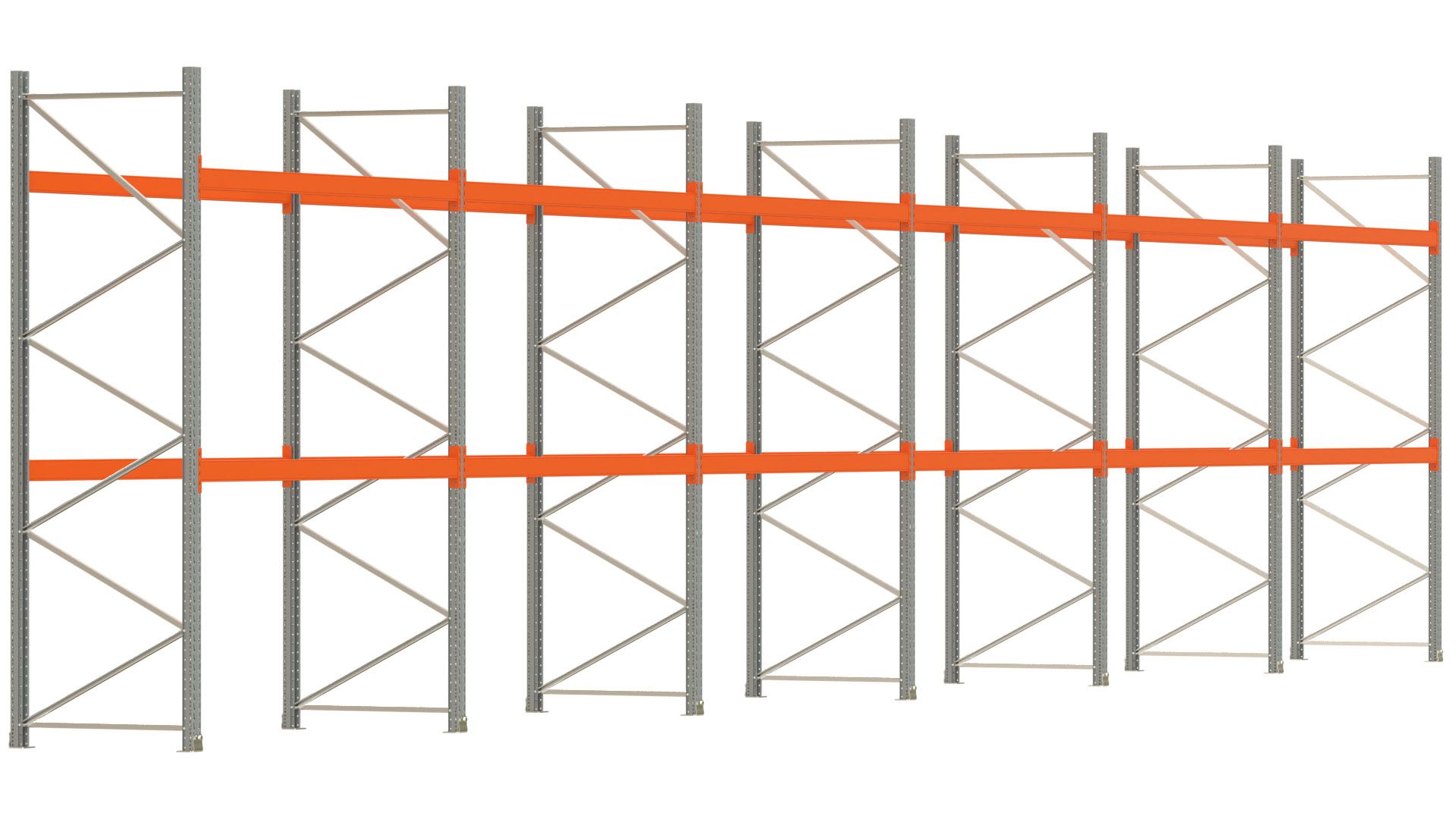 Palettenregal ARTUS - Breite 1679,5 cm - Höhe 350 cm - Tiefe 110 cm - Fachlast 2000 kg - 54 Palettenstellplätze