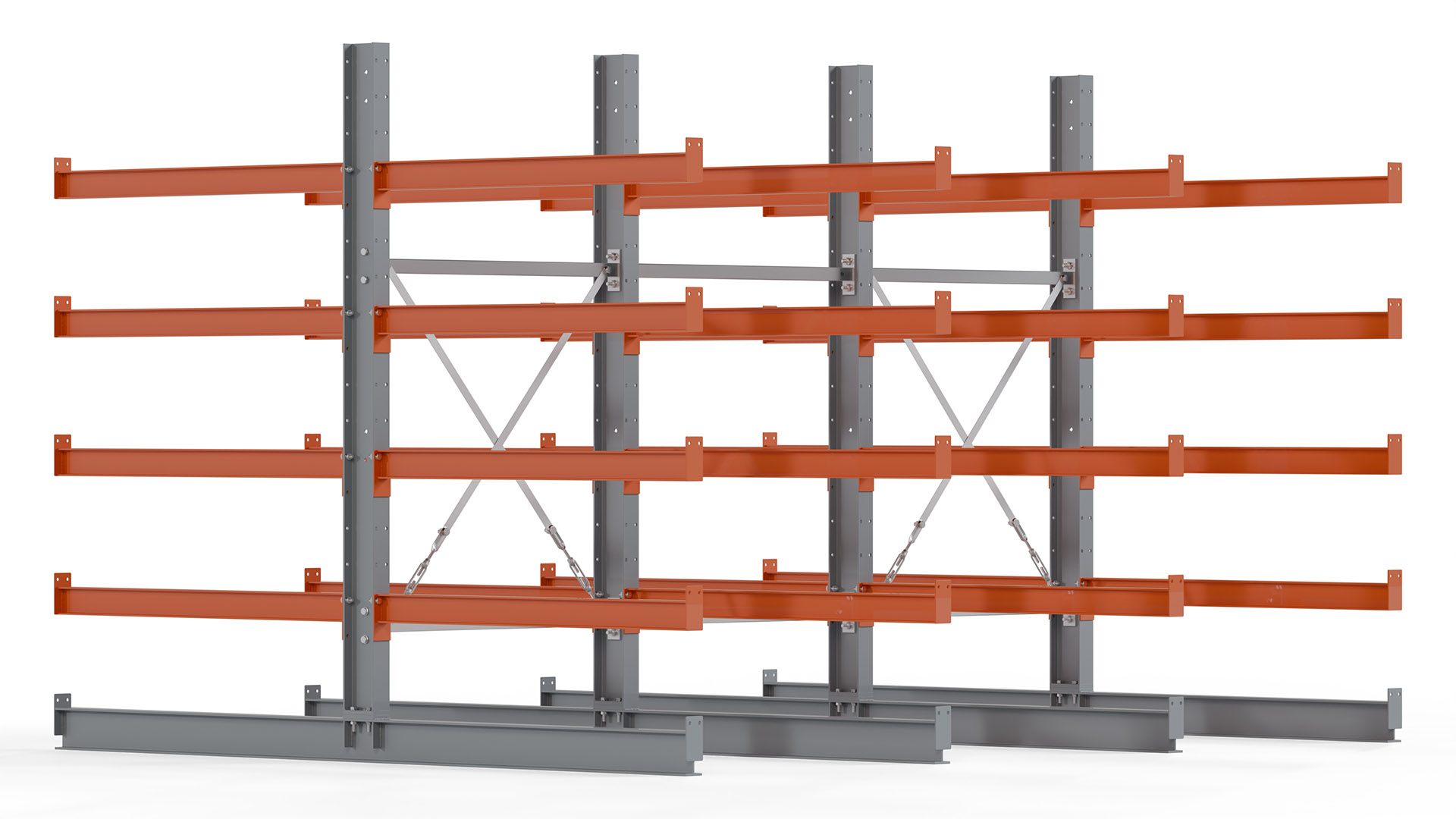Kragarmregal KARL basic - lackiert - Breite: 300 cm - Höhe: 200 cm - Tiefe: 120 cm - Traglast je Kragarm: 370 kg - beidseitig