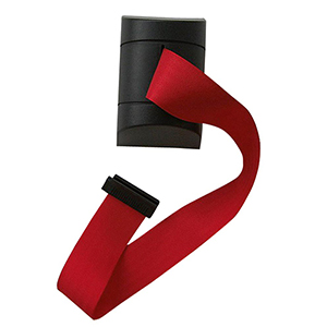 Wandkassette mit Rollgurt, Wandfixierung inkl. Wandanschluss, Gehäuse Kunststoff schwarz, Gurt 4,60 m, rot