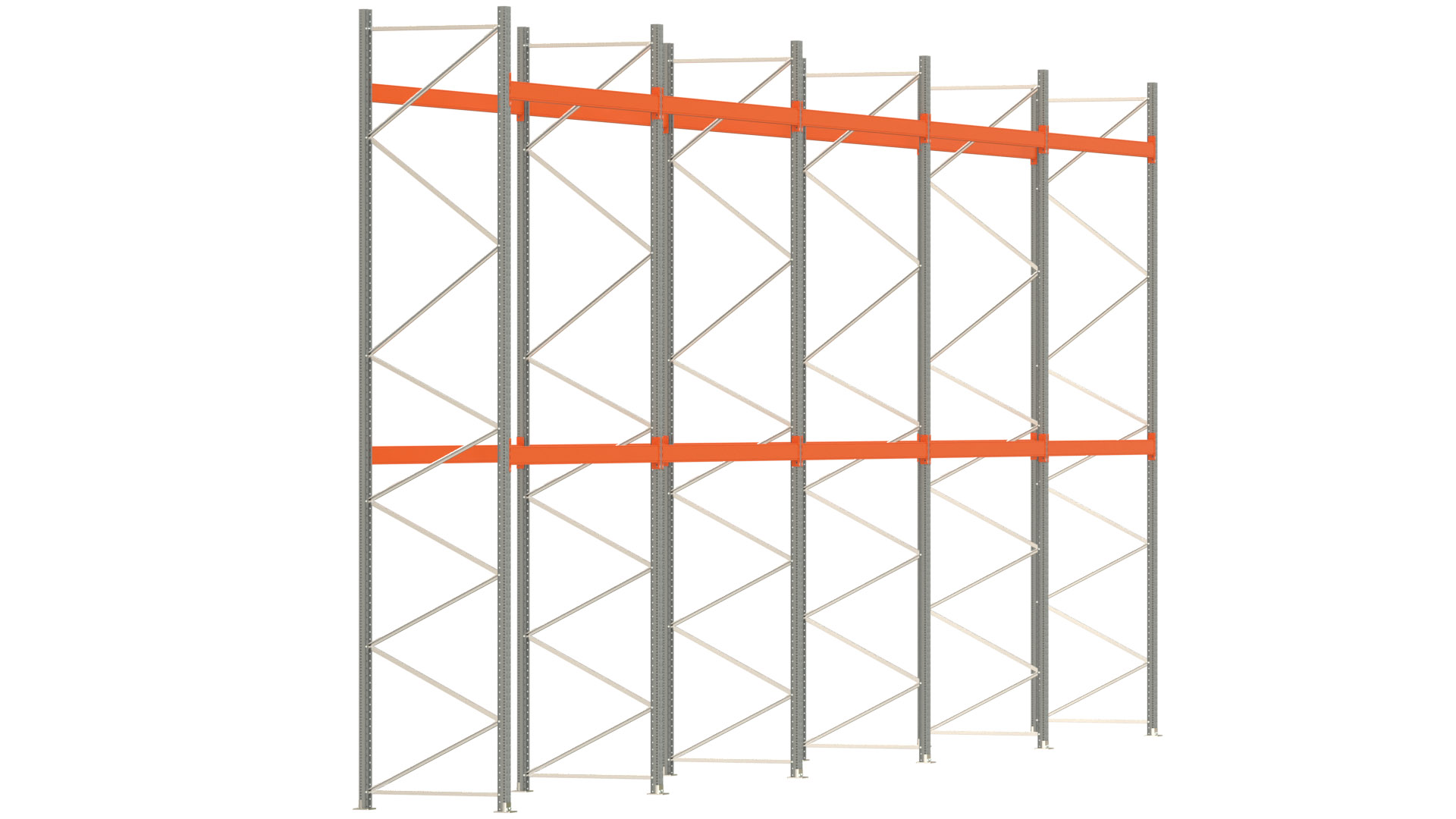 Palettenregal ARTUS - Breite 1401 cm - Höhe 550 cm - Tiefe 110 cm - Fachlast 3000 kg - 45 Palettenstellplätze