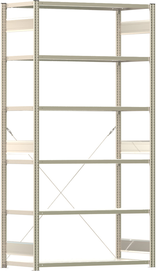 Fachbodenregal BERT - Breite: 128,5 cm - Tiefe: 60 cm - Höhe: 250 cm - 6 Böden - Grundregal