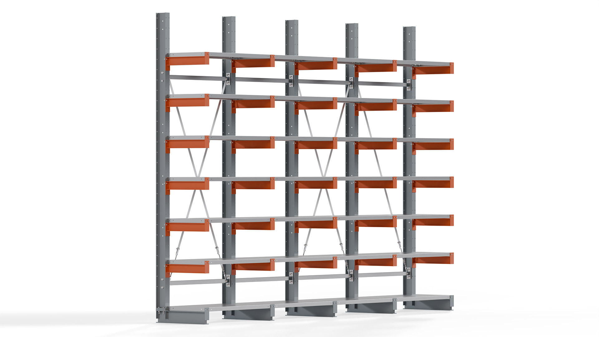 Kragarmregal KARL basic - lackiert - Breite: 400 cm - Höhe: 300 cm - Tiefe: 50 cm - Traglast je Kragarm: 870 kg - einseitig