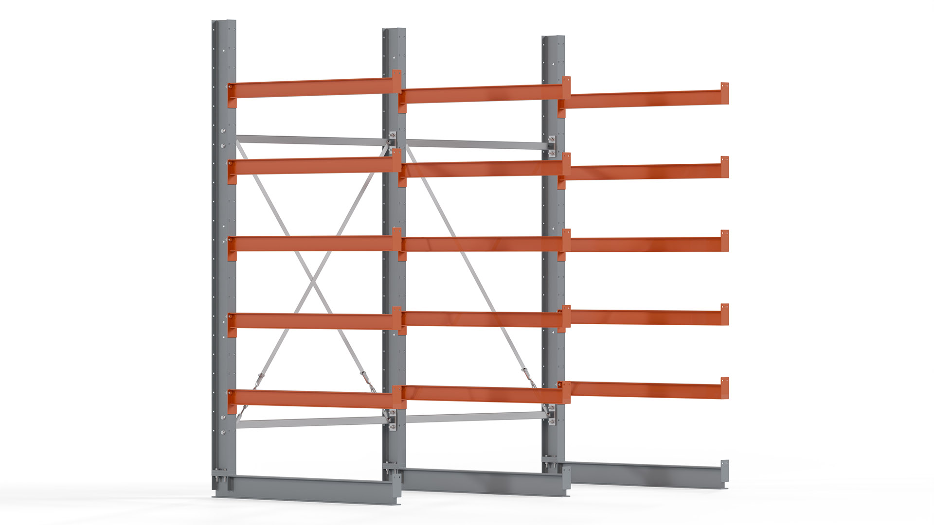 Kragarmregal KARL basic - lackiert - Breite: 256 cm - Höhe: 250 cm - Tiefe: 120 cm - Traglast je Kragarm: 370 kg - einseitig