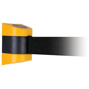 Wandkassette mit Rollgurt, Wandfixierung inkl. Wandanschluss, Gehäuse Kunststoff Gelb, Gurt 4,60 m, schwarz