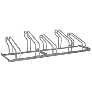 Fahrradständer, Stahl verzinkt, einseitig, 5er-Stand, Radabst. 350 mm, Gesamtl. 1750 mm