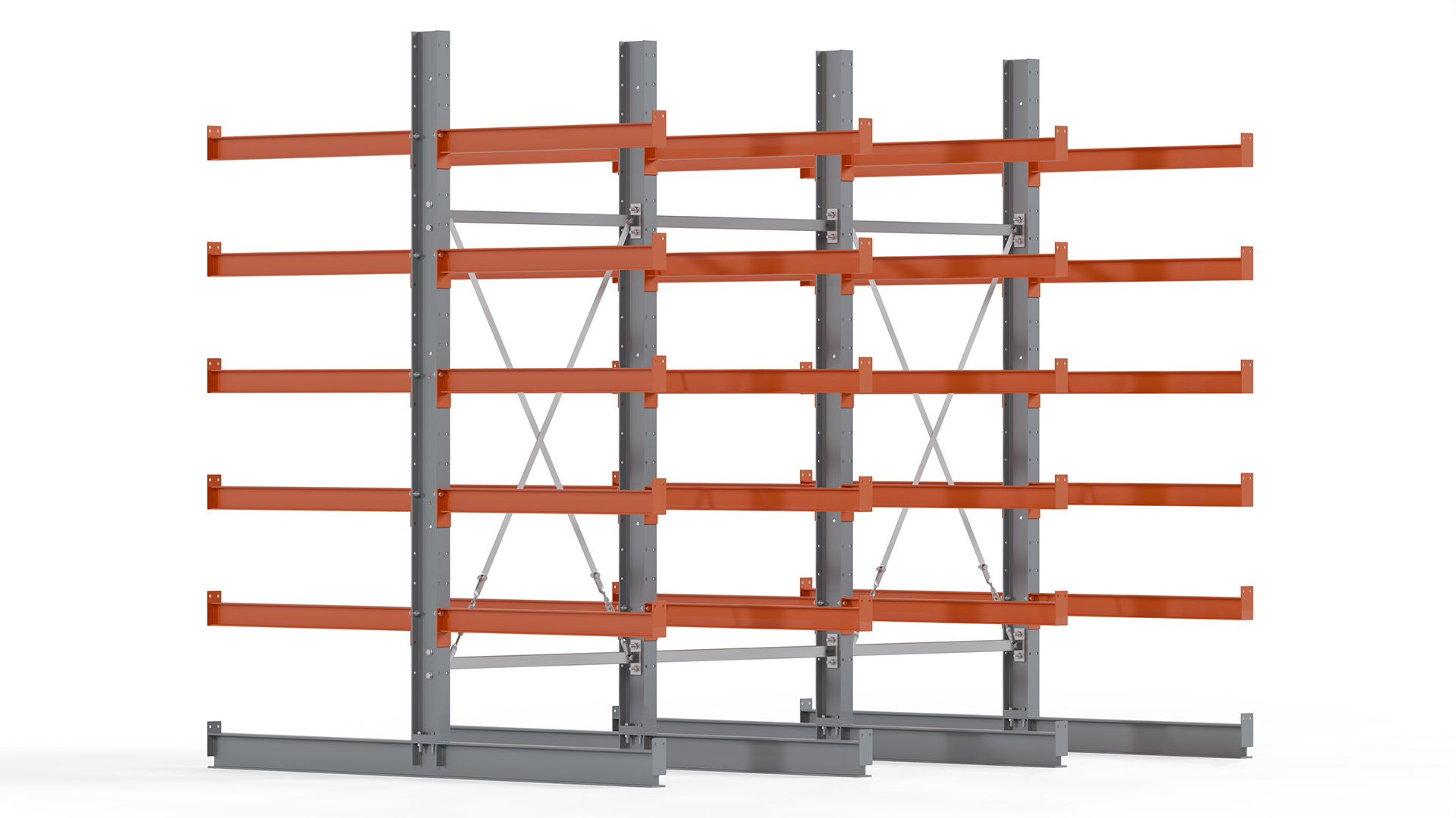 Kragarmregal KARL basic - lackiert - Breite: 300 cm - Höhe: 250 cm - Tiefe: 100 cm - Traglast je Kragarm: 450 kg - beidseitig