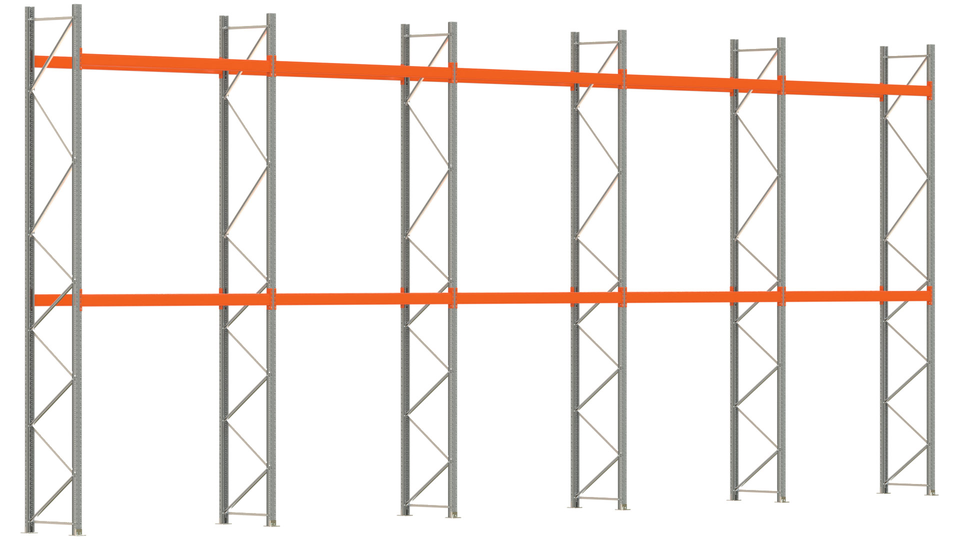 Palettenregal ARTUS - Breite 1401 cm - Höhe 550 cm - Tiefe 80 cm - Fachlast 3000 kg - 30 Palettenstellplätze
