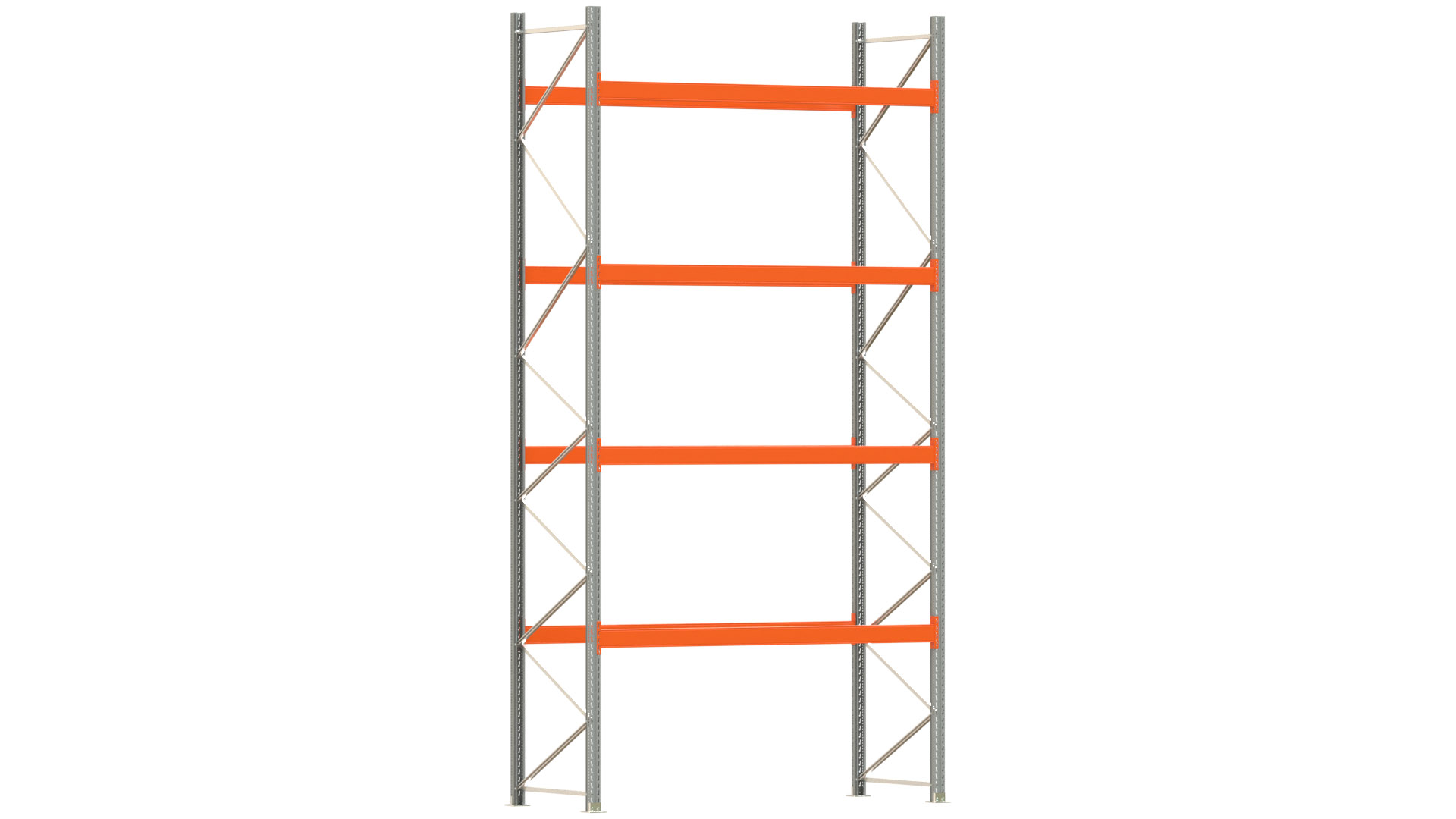 Palettenregal ARTUS - Breite 287 cm - Höhe 550 cm - Tiefe 110 cm - 4 Träger-Ebenen - Fachlast 3000 kg - 15 Palettenstellplätze