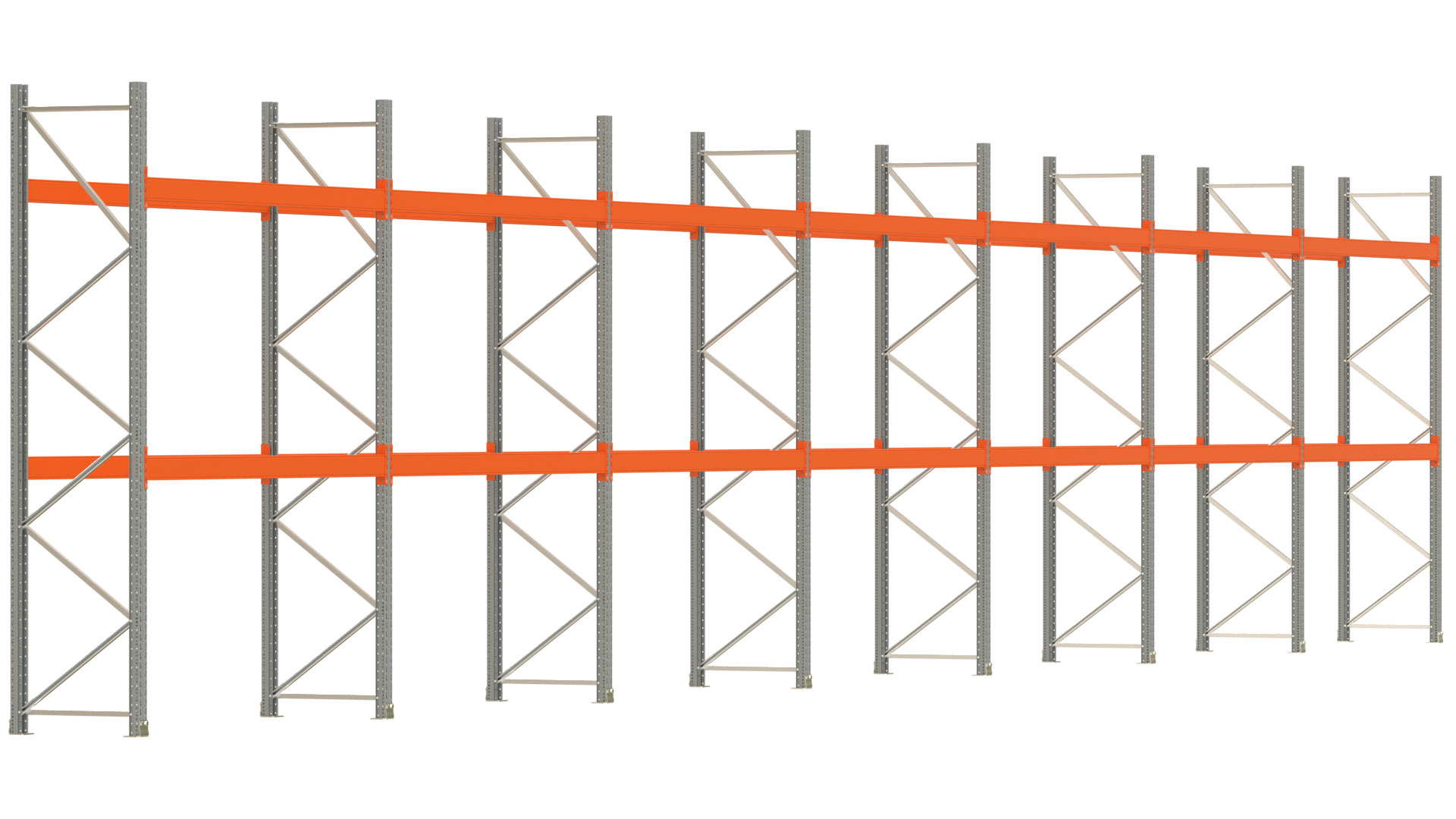 Palettenregal ARTUS - Breite 1958 cm - Höhe 350 cm - Tiefe 80 cm - Fachlast 3000 kg - 42 Palettenstellplätze