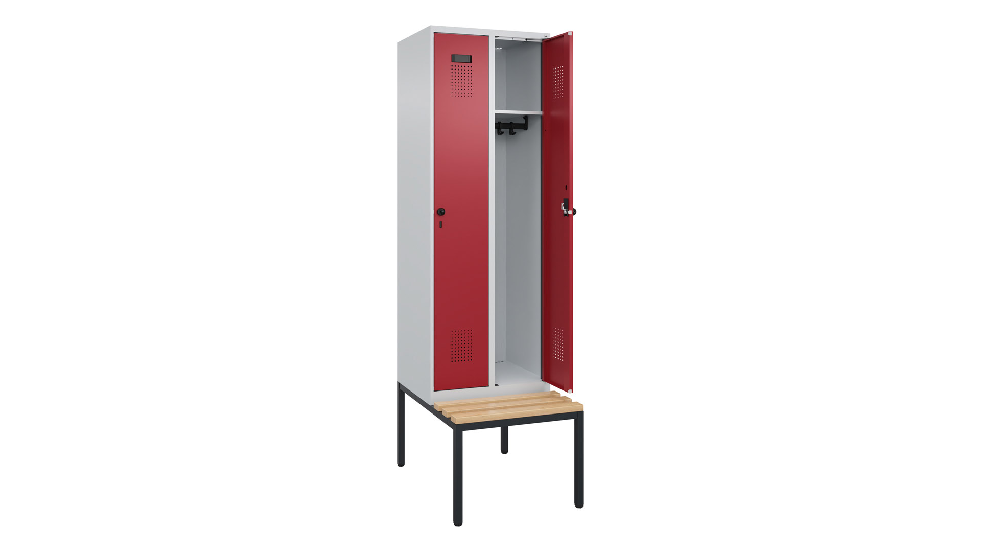 Spind - Garderobenschrank, Breite 60 cm, Höhe 212 cm, Tiefe 50 cm, 2 Abteile