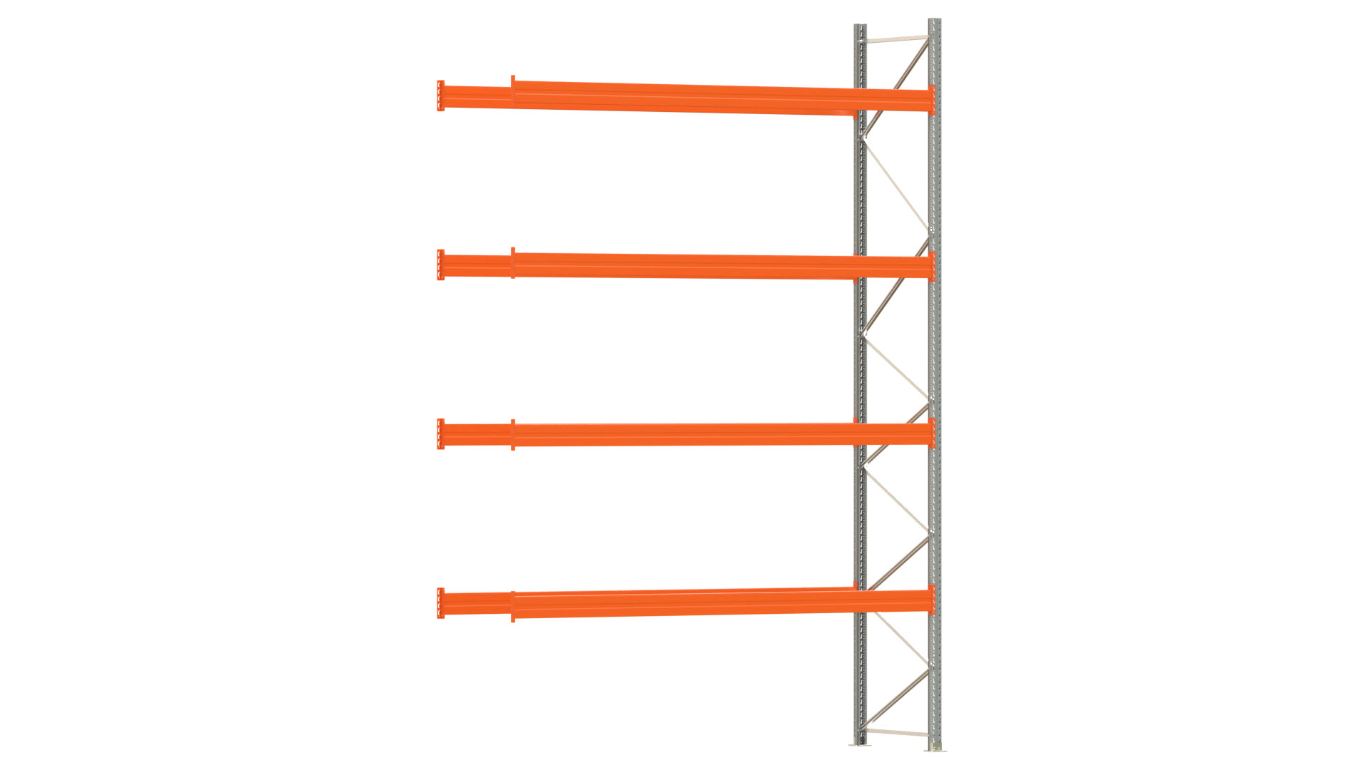 Palettenregal ARTUS - Anbaufeld - Breite 368,5 cm - Höhe 550 cm - Tiefe 110 cm - 4 Träger Ebenen