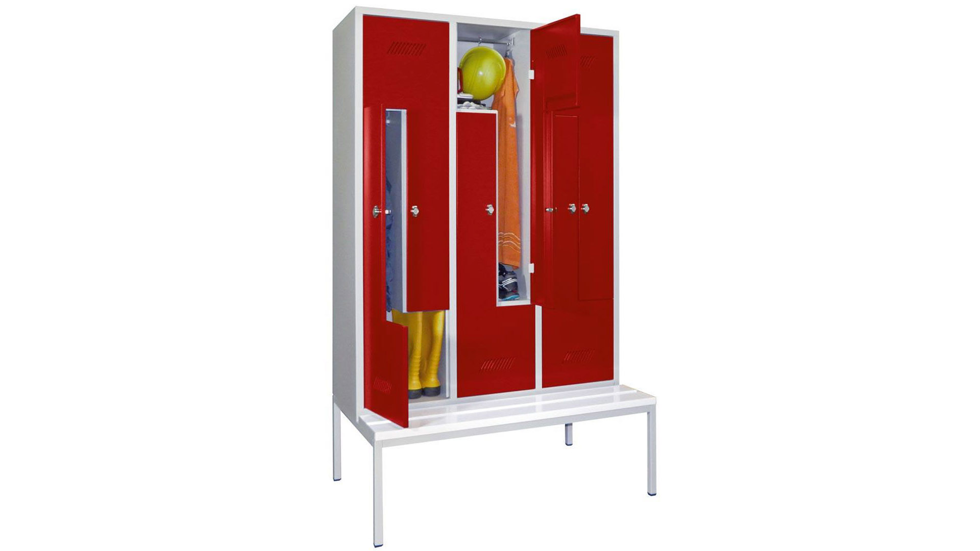 Z-Spind, Breite 100 cm, Höhe 210 cm, Tiefe 80 cm, 6 Abteile