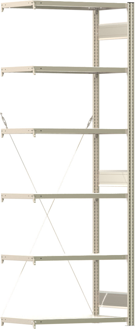 Fachbodenregal BERT - Breite: 87,5 cm - Tiefe: 50 cm - Höhe: 250 cm - 6 Böden - Anbauregal