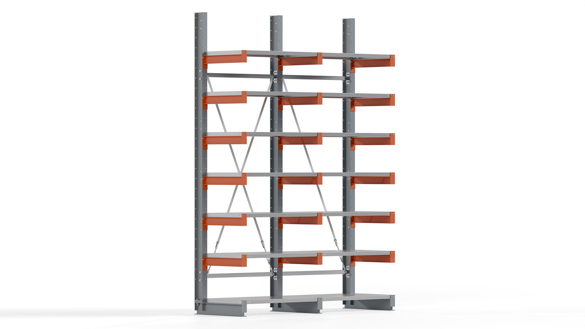 Kragarmregal KARL basic - lackiert - Breite: 200 cm - Höhe: 300 cm - Tiefe: 60 cm - Traglast je Kragarm: 730 kg - einseitig