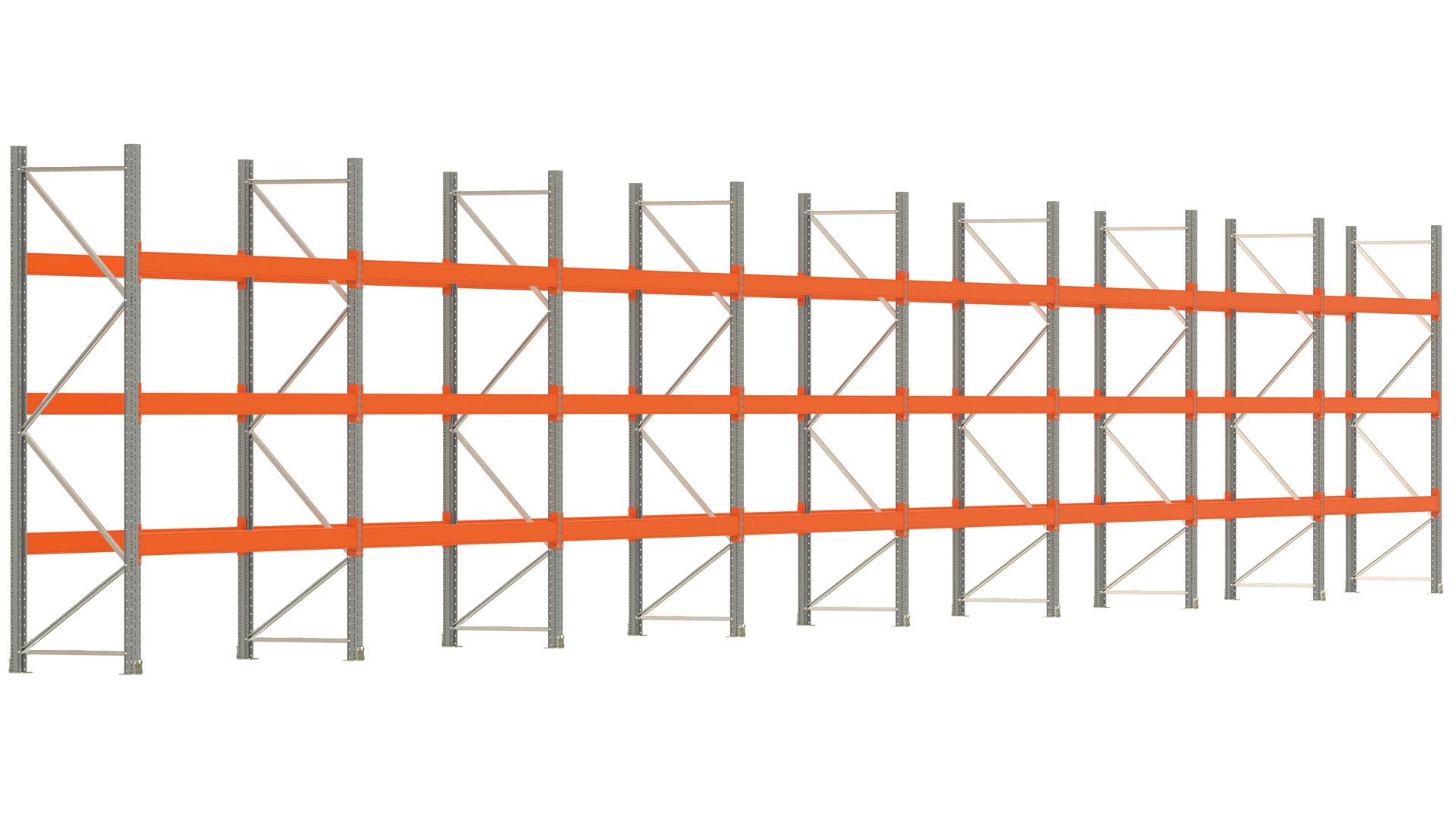 Palettenregal ARTUS - Breite 2236,5 cm - Höhe 300 cm - Tiefe 80 cm - Fachlast 3000 kg - 64 Palettenstellplätze