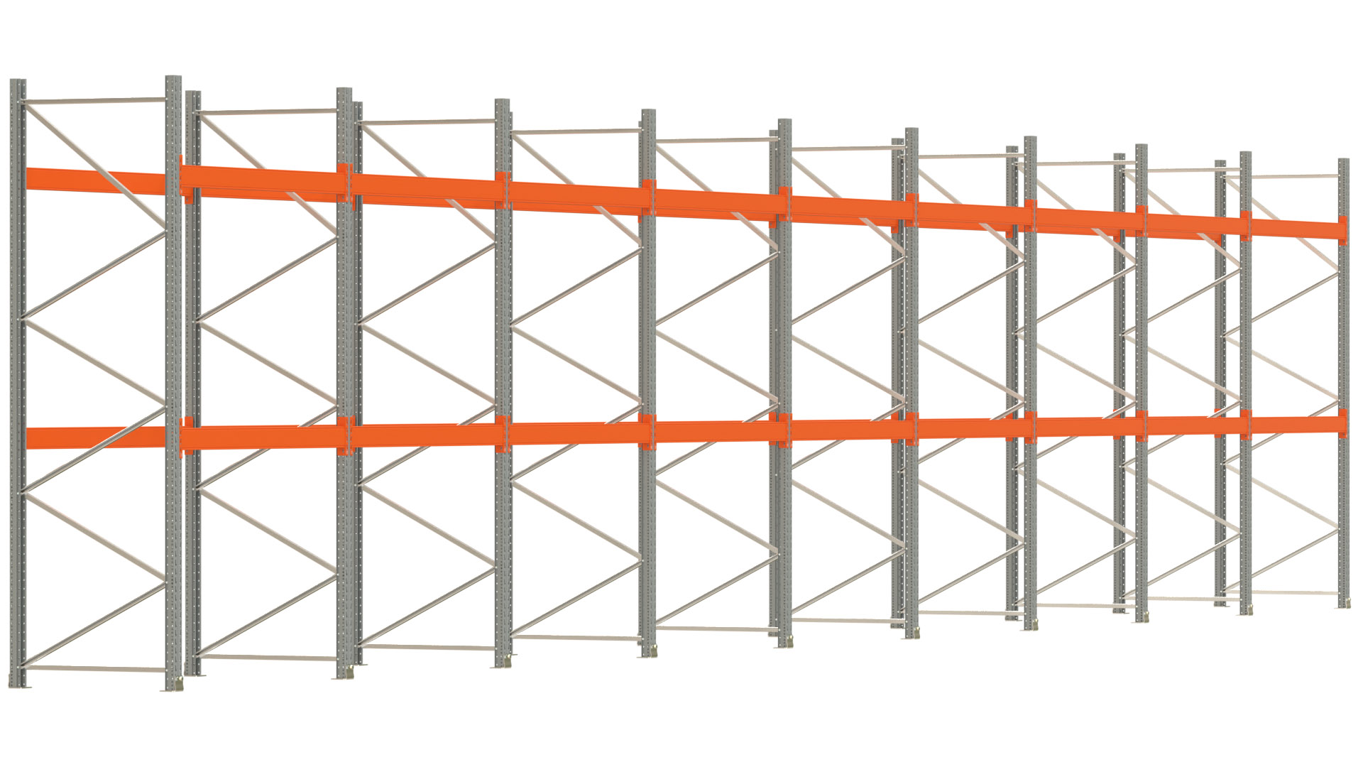 Palettenregal ARTUS - Breite 1795 cm - Höhe 350 cm - Tiefe 110 cm - Fachlast 3000 kg - 54 Palettenstellplätze