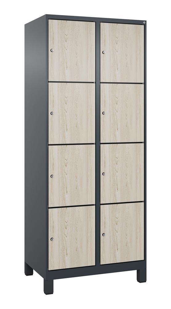 Fächerschrank mit MDF Türen, Breite 80 cm, Höhe 195 cm, Tiefe 50 cm, 8 Fächer