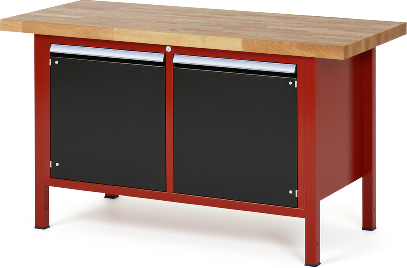 Werkbank Modell 8465 rot - schwarz, BxTxH 1500x700x840 mm,  Buche-Massiv Arbeitsplatte 40 mm