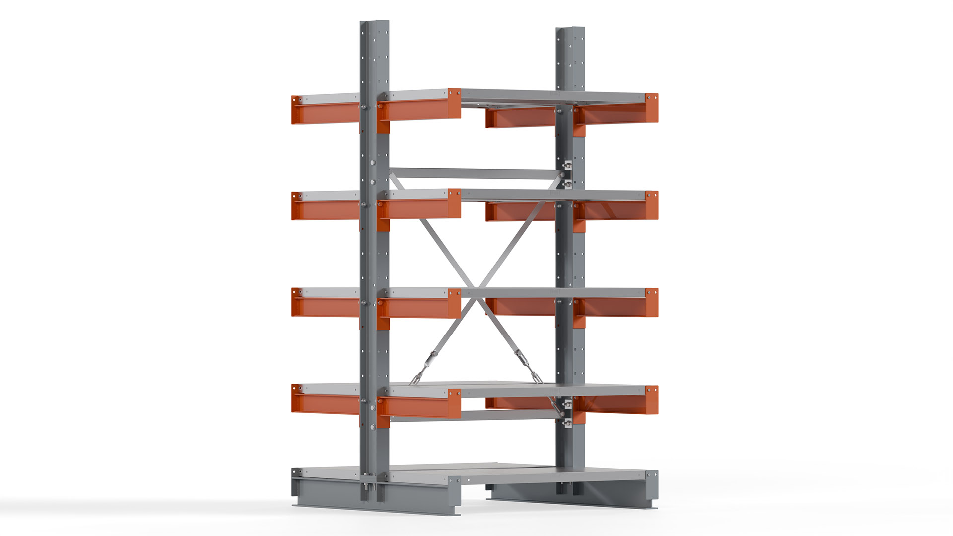 Kragarmregal KARL basic - lackiert - Breite: 100 cm - Höhe: 200 cm - Tiefe: 50 cm - Traglast je Kragarm: 870 kg - beidseitig